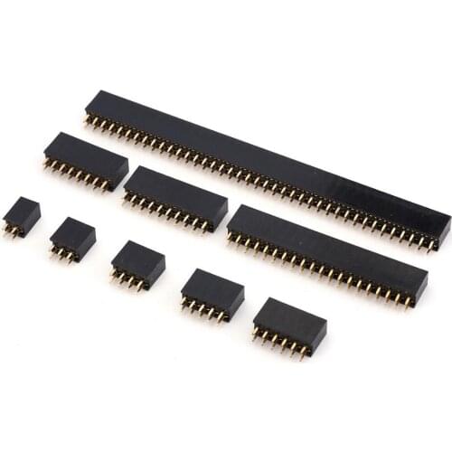 5pcs x 2.54mm Double Row Stright Female Pin Header Strip PCB Connector 2x2/3/4/5/6/7/8/9/10/11/12/13/14/15/16/17/18/20/25/40Pin