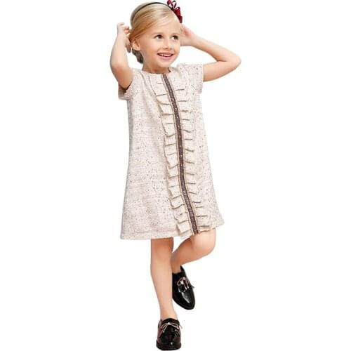 Elegant Vintage Noble Gown For 2-8Yrs Little Girl British Style Formal Princess Dress Summer and Autumn Short-sleeve Bow Dress