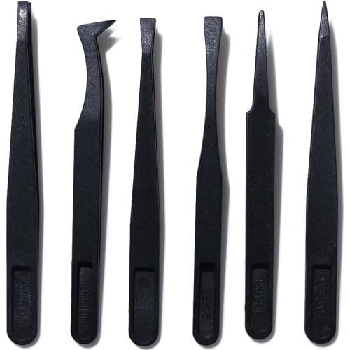 6pcs Precision Tweezers Plastic Tweezers Set for Electronics DIY Jewelry making Repair Tool