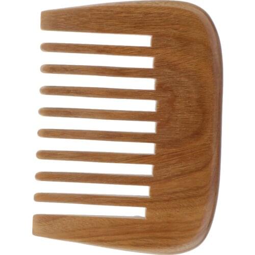 Natural Wood Large Wide Tooth Comb Detangle Comb Antistatic Green Sandalwood