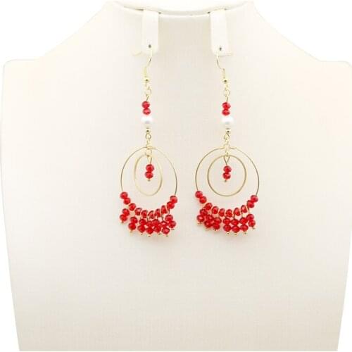 2020 New Retro Red Handmade Beaded celebrity Earrings minority temperament retro earrings earrings earrings