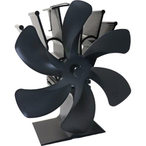 New Black Fireplace 6 Blade Heat Powered Stove Fan Log Wood Burner Eco Friendly Quiet Fan Home Efficient Heat Distribution