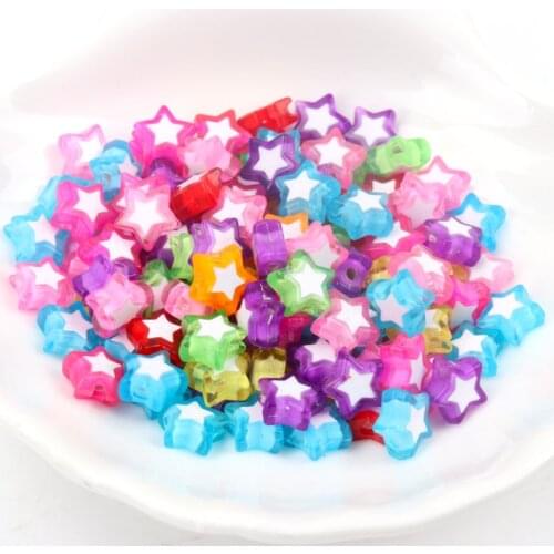 Wholesale 9x9mm 100pcs Mixed Color White Star Diy Beads Acrylic Spacer Beads Fit Jewelry Making Diy YKL0103