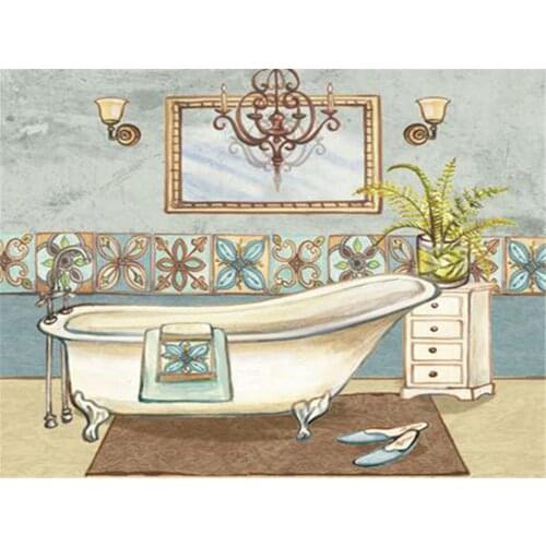 Landscape Bathroom DIY Embroidery 11CT Cross Stitch Kits Needlework Craft Set Printed Canvas Cotton Thread Home Sell