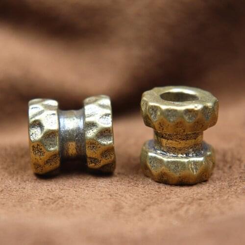 Crater Texture Knife Bucket Bead Brass Umbrella Rope Handmade Paracord Woven Bracelet Accessories Keychain Lanyard Pendant Charm