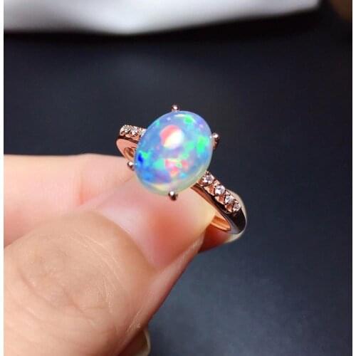 Simple stylish Personality 100% Real and natural opal Ring 925 sterling silver Opal Ring