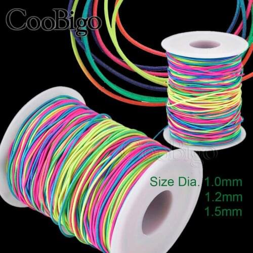 Rainbow Elastic Band Tape Braid Bracelet String Round Elastic Rubber Stitching Sewing Cord Ribbon Rope Clothes 1mm 1.2mm 1.5mm