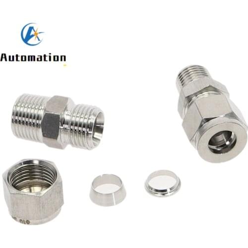 1/8" 1/4" 3/8" 1/2" Male Thread x 3 4 6 8 10 12mm OD Tube 304 SS Double Ferrule Tube Fitting Connector BSP Stainless Steel