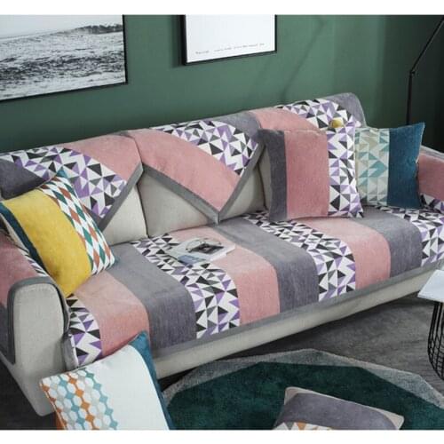 Chenille sofa cushion cover fabric four seasons universal New Hot slip simple modern back veneer cushion towel mat living room