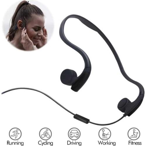 Bone Conduction Headphones Outdoor Sports Headset Waterproof 3.5mm Wired Earphone Open-Ear for Smart Phones Tablet PC Notebook