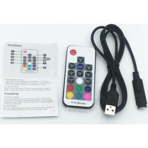 DC5-24V USB RGB LED Controller With Mini 17Keys RF Wireless Remote Control For USB RGB LED Strip