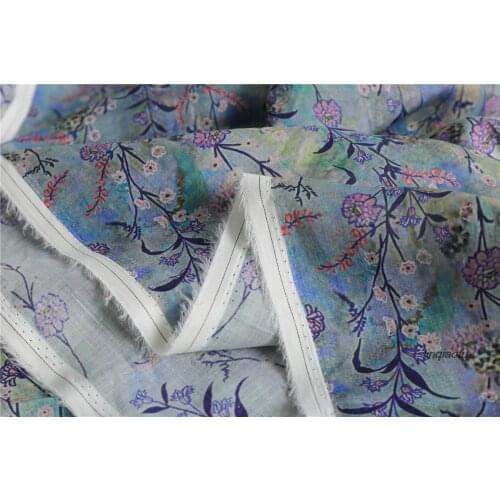 High-end summer ramie digital printing forget you grass apparel fabric