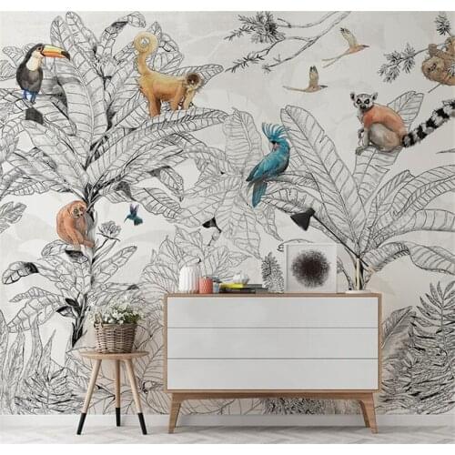 Xuesu Tropical rain forest flora and Fauna living room dining room bedroom custom wallpaper mural 8D waterproof wall cloth