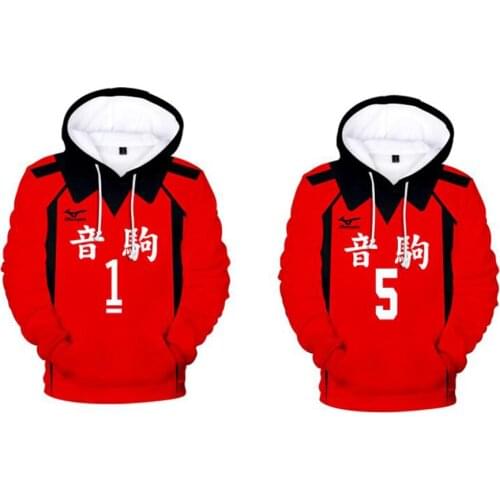 Japan Anime Haikyuu Nekoma High School Volleyball Club Kozume Kenma Kuroo Tetsurou Unisex 3D Hoodies Sweatshirts Cosplay Costume