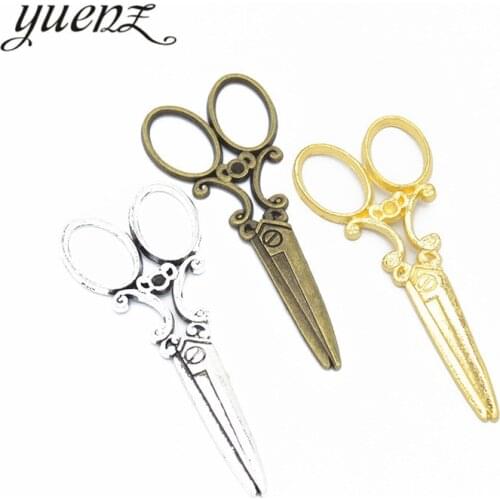YuenZ 5pcs Metal Charms Antique Silver color Scissors Charms Pendant For Jewelry Findings 60*25mm J199