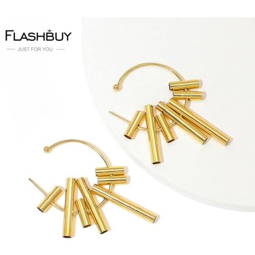 Flashbuy Simple Irregular Gold Hoop Earrings For Women Fashion C-type Chunky Statement Earrings Metal Minimalist Jewelry