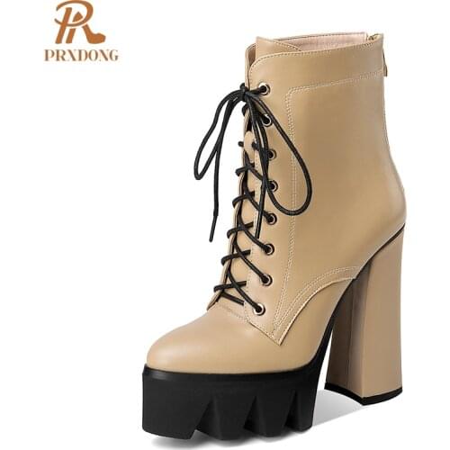 2021 New Genuine Leather Mortycycle Boots Retro Ankle Boots High Heels Thick Platform Women Shoes Zipper Fashion Autumn Winter