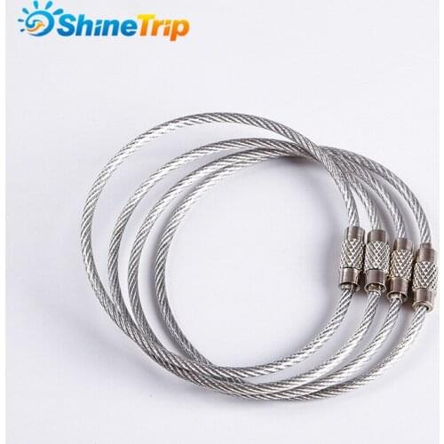 10Pcs Stainless Steel Wire Keychain Ring Key Keyring Circle Rope Cable Loop Outdoor Camp Luggage Tag Screw Lock Gadget 2*170mm