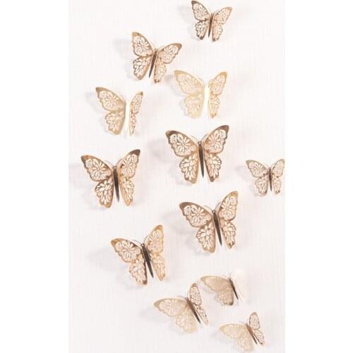 12 Pcs/Set 3D Wall Stickers Hollow Butterfly for Kids Rooms Home Wall Decor DIY Mariposas Fridge stickers Room Decoration