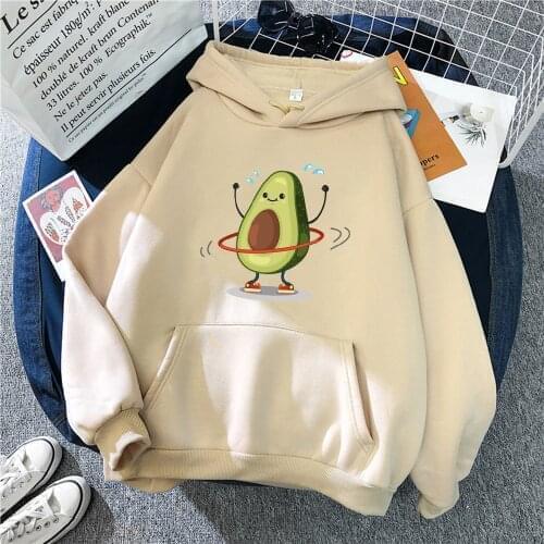 2021 Hoodies Sportieve Cartoon Avocado Print Warme Nieuwe Sweater Vrouw Met Capuchon Punk Kpop Dameskleding Losse Fleece Hoodie