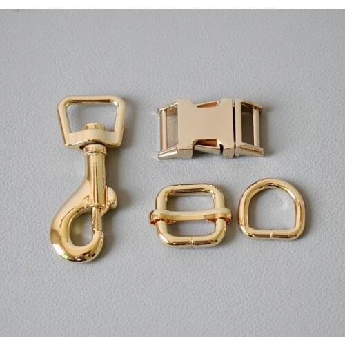 50set 15mm Metal adjuster button belt straps slider breakaway release buckle spring hook diy dog collar leash sewing accessories