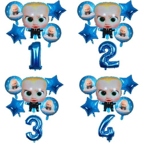 6pcs Boss Baby Balloon 30 inch Number Foil Balloons Baby Shower 1 2 3 4 5 6st Birthday Party Decoration Cartoon Helium Globos