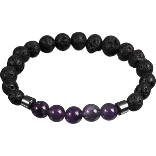 8MM Black Volcanic Stone Tiger Eye Weathered Men And Women Elastic Bracelets