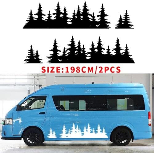 Automobile 2x FOR Mountain Decal Tree forest Graphic door or body panel custom Vinyl car Sticker Camp car styling