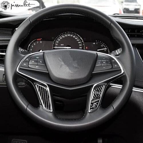 Carbon Fiber Car Stickers steering wheel decorative cover trim For Cadillac XT5 2016-2019 Car styling accessories