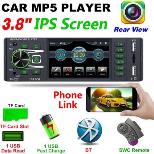 Autoradio Bluetooth Auto Audio MP5 Player 3.8 Inch Car Radio FM USB Steering Wheel Control 1 Din Radio Player 4020
