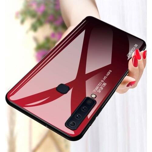 Color Tempered Glass Phone Case For Samsung Galaxy A7 2018 A750 A5 2017 Gradient Glass For Samsung A6 J6 J4 Plus J8 2018 Cover