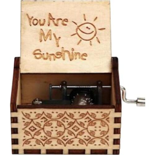 Retro Wooden Letters Engraved Music Box Crafts Kids Musical Toy Birthday Gift square wood декор для дома