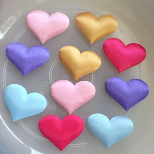 DIY 50pcs 35mm heart Applique Patches Felt Accessories wedding decoration Mixed color random shipment.C23A