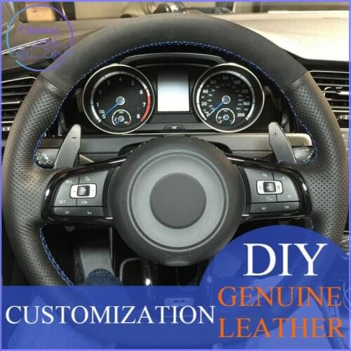 For VW Golf 7 MK7 Polo GTI Scirocco Car Steering Wheel Cover Black Leather Suede anti-slip design all season