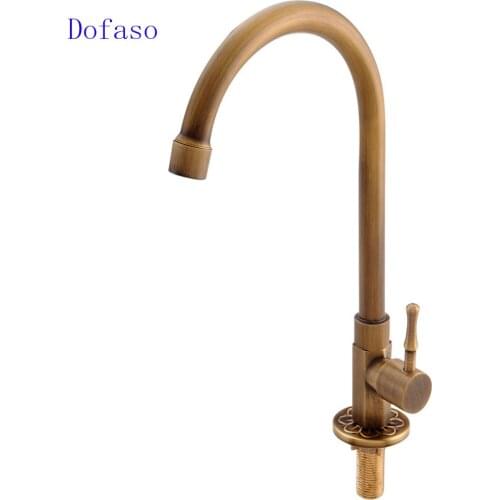 Dofaso antique brass kitchen faucet retro bathroom faucet cold water tap torneria deck faucets