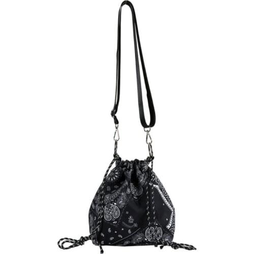 Ethnic Paisley Drawstring Bucket Bag Adjustable Shoulder Crossbody Handbag Purse