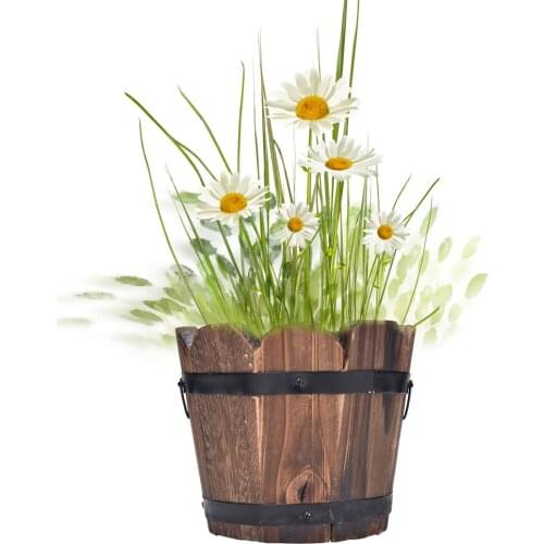 Carbonized Wooden Garden Succulent Plants Flower Pots Outdoor Balcony Planting Vegetables Preservative Wooden Flower Bucket Home