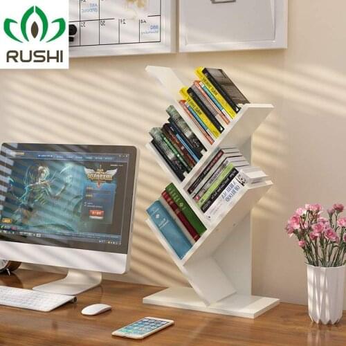 Bookshelf Floor Creative Study Bookcase Tree Shaped Book Rack Furniture Multi-grid Storage Cabinet Abrasion Wooden Display Shelf