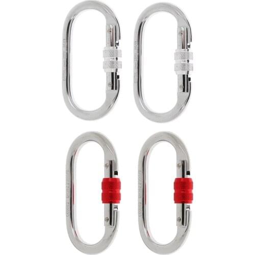 2 Pieces Rock Climbing Carabiner 25KN Alloy Steel Screw Locking Karabiner Clip for Mountaineering Equipment