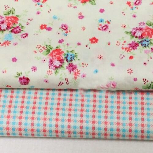 Pretty 40x50cm Colorful Checked & Spring Flowers Printed DIY cotton fabric bundles For DIY Sewing