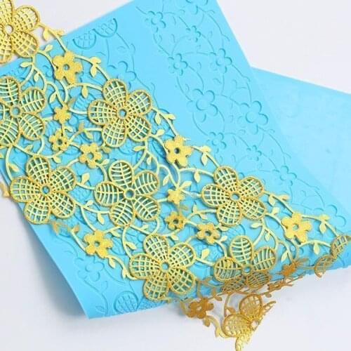 Flower Shape Lace Mat Border Decoration Lace Mold Silicone Sugar Lace Pad Fondant Cake Decorating Tools Baking Tools