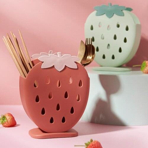 Strawberry Kitchen Utensil Chopsticks Perforated Holder Stand Kitchen Holder for Spoon Knife Fork Case Organizer