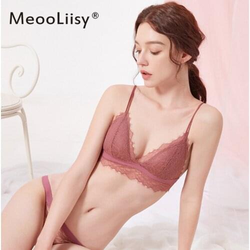 MeooLoiisy Lace Push Up Bra and Panty Set Wire Free Bra Underwear Women Set Summer Lingerie Femme Hot Sexy Intimates Underwear