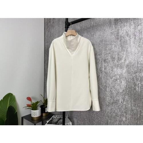 Fashion 2021 New Ladies Long Sleeve Sexy Casual Solid Color Micro Turtleneck Shirt 0917