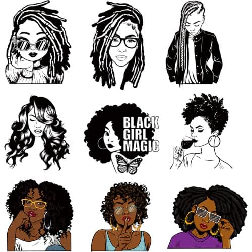 Fashion Girl Patches For Clothes DIY T Shirts Iron on Patch Sticker Heat Transfer Stickers Washable Printing Applique