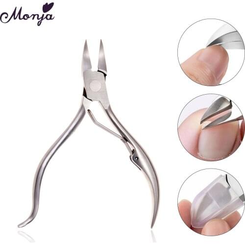 Monja Silver Nail Art Stainless Steel Cuticle Scissors Nail Edge Cutting Nipper Dead Skin Remove Cutter Clippers Manicure Tool