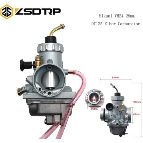 ZSDTRP Motorcycle Mikuni VM24 28mm Carburetor DT125 Elbow Carburetor Fit Yamaha DT125 RX12 Suzuki TZR125 RM65 RM80 RM85