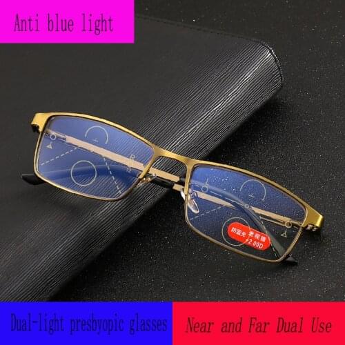 New Women Anti-Blu-ray Smart Progressive Reading Glasses Men Progressive Multifocal Glasses Far Sight Diopter Reader