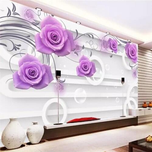 Wellyu Custom Photo Wallpaper 3d Murals HD обои Fashion Violet Rose Soft Bags TV Background Wall paper papel de parede 3d mural