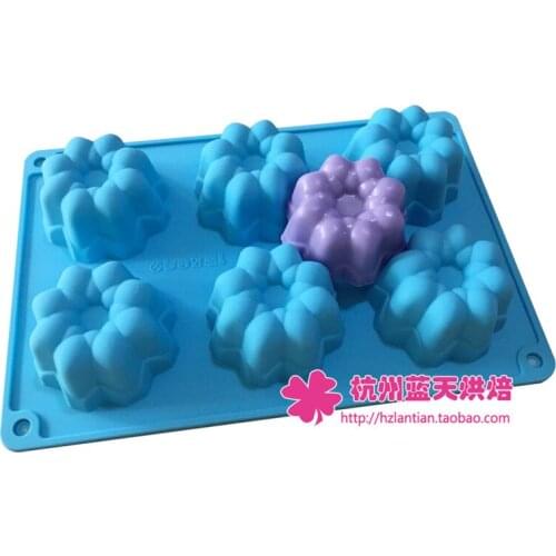 Wholesale/retail,free shipping,1 PCS 6 hole flower shape Cake mold mould silicone mold Silicone mold